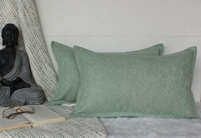 Dekor World Plain Cushions & Pillows Cover(Pack of 2, 45 cm*70 cm, Green)