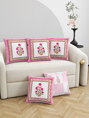 Blocks Of India Cotton Cushions Cover(40 cm*40 cm, Pack of 5, Multicolor)