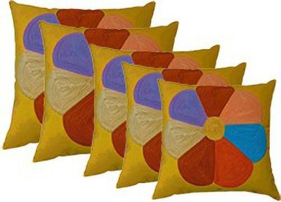 RG CREATION Embroidered Cushions Cover(Pack of 5, 50.8 cm*50.8 cm, Yellow)