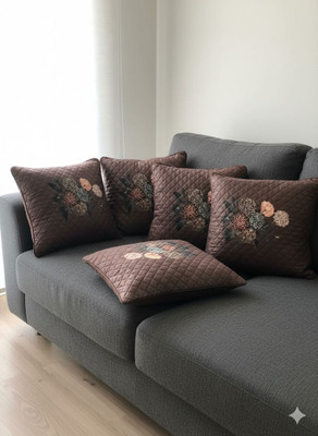 HOMYFY Velvet Cushions & Pillows Cover(Pack of 5, 40 cm*40 cm, Brown)
