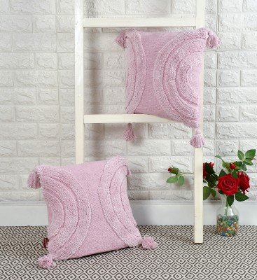 HOMADORN Embroidered Cushions Cover(Pack of 2, 40 cm*40 cm, Lavender)
