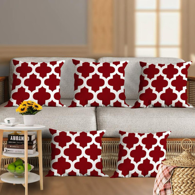 Mohit textiles Polyester Cushions & Pillows Cover(40 cm*40 cm, Pack of 5, Maroon)