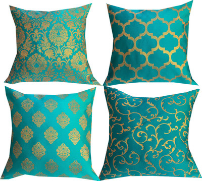 VIREO Jacquard Cushions Cover(40 cm*40 cm, Pack of 4, Green)