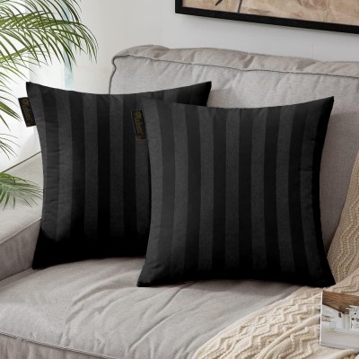 Lushomes Striped Cushions Cover(Pack of 2, 60 cm*60 cm, Black)