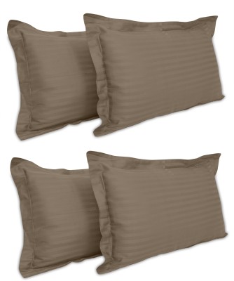 Sleep Time Cotton Pillows Cover(Pack of 4, 43 cm*69 cm, Brown)