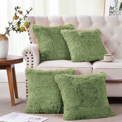 PICKKART Fur Cushions Cover(Pack of 4, 40 cm*40 cm, Green)