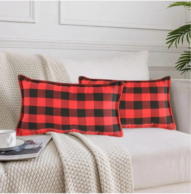 ABSECOM Cotton Cushions & Pillows Cover(20 cm*27 cm, Pack of 2, Red)