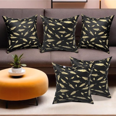 Heart Home Velvet Cushions Cover(Pack of 5, 42 cm*42 cm, Black)