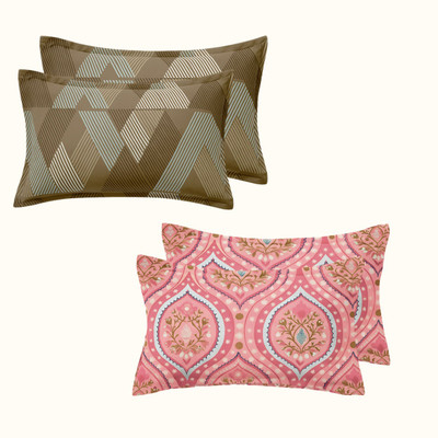 KAARIGIRI Cotton Pillows Cover(Pack of 4, 43.18 cm*68.58 cm, Brown, Pink)
