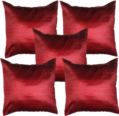 MAHAMAYA FASHION Silk Cushions Cover(40 cm*40 cm, Pack of 5, Maroon)