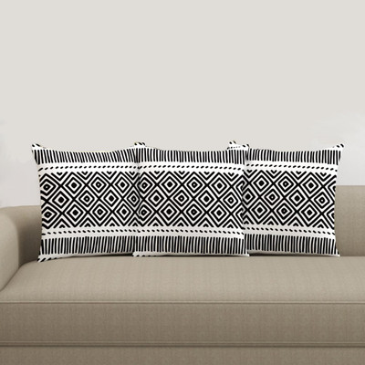 Trance Home Linen Cotton Cushions & Pillows Cover(60 cm*60 cm, Pack of 3, Black)