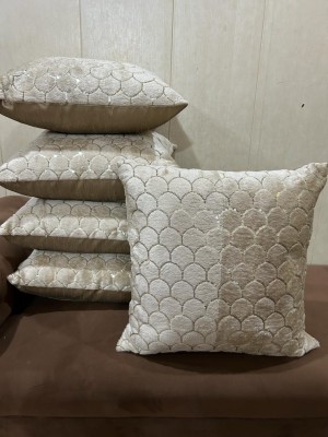 Fazar Creations Sequin Cushions Cover(Pack of 5, 40 cm*40 cm, Beige)