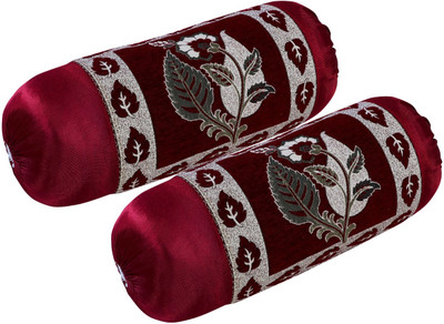 Outlay Home Chenille Bolsters Cover(40 cm*80 cm, Pack of 2, Maroon)