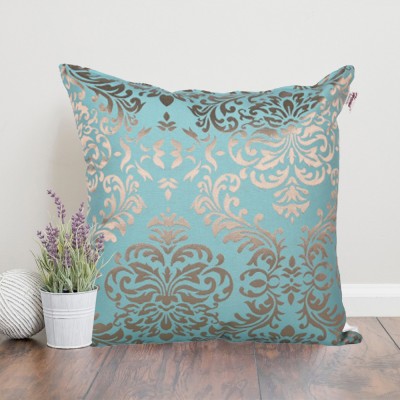 Home-The best is for you Self Design Cushions Cover(40 cm*40 cm, Light Blue, Gold)