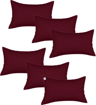 Heart Home Striped Pillows Cover(Pack of 6, 75 cm*48 cm, Maroon)
