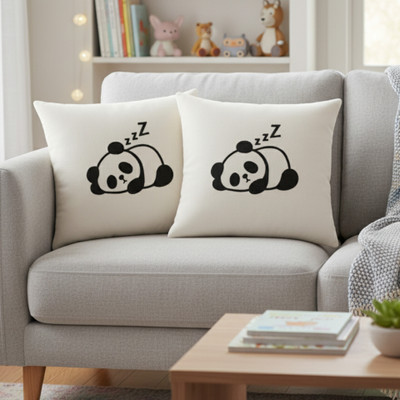 Arsha Chikankari Cotton Cushions & Pillows Cover(Pack of 2, 40 cm*40 cm, White, Black)