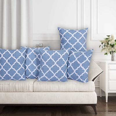 Go Texstylers Cotton Cushions Cover(50 cm*50 cm, Pack of 5, Blue)