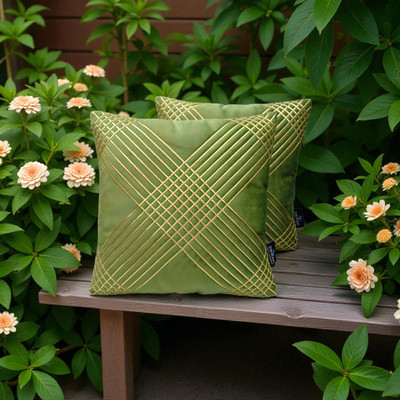 Zikrak Velvet Cushions Cover(40 cm*40 cm, Pack of 2, Light Green)