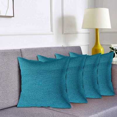 KUBER INDUSTRIES Self Design Cushions Cover(Pack of 4, 41 cm*41 cm, Blue)