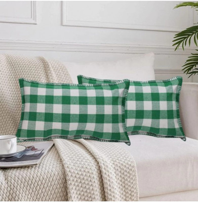 ABSECOM Cotton Cushions & Pillows Cover(20 cm*27 cm, Pack of 2, Green)