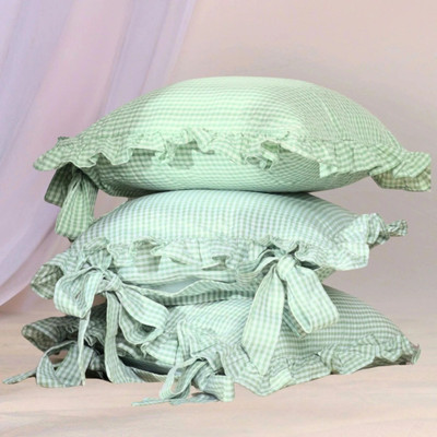 Sleepy Threads Cotton Cushions Cover(40 cm*40 cm, Pack of 3, Green)