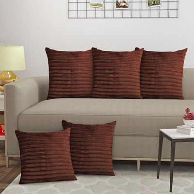 vjk fab Velvet Cushions & Pillows Cover(40 cm*40 cm, Pack of 5, Brown)
