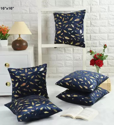Abhsant Velvet Cushions Cover(Pack of 5, 40 cm*40 cm, Blue)