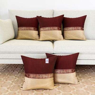 Heart Home Polyester Cushions Cover(Pack of 5, 30 cm*30 cm, Maroon)