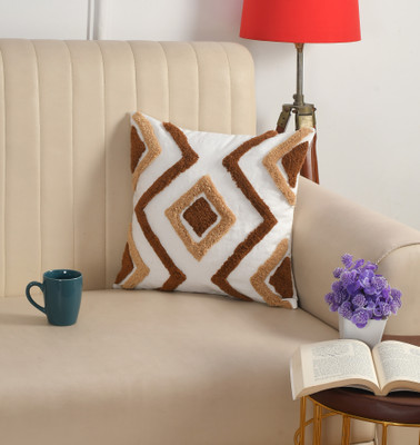 M2Creations Cotton Cushions & Pillows Cover(40 cm*40 cm, Brown, Beige)