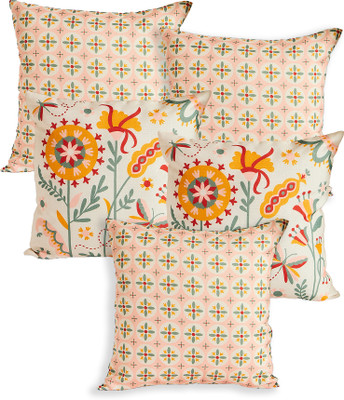 Teal By Chumbak Polyester Cushions Cover(40 cm*40 cm, Pack of 5, Peach)