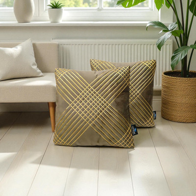 Zikrak Velvet Cushions Cover(55 cm*55 cm, Pack of 2, Brown)