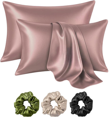 ARMOXA Satin Pillows Cover(45 cm*72 cm, Pack of 2, Cream)