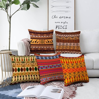 AEROHAVEN Jute Cushions Cover(Pack of 5, 60 cm*60 cm, Multicolor, Brown)