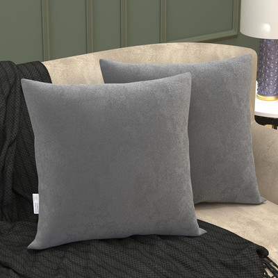 MY ARMOR Velvet Cushions Cover(Pack of 2, 24 cm*24 cm, Grey)