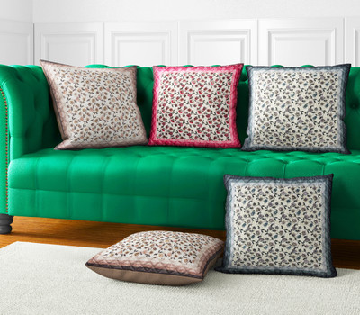 LoomJungle Polycotton Cushions Cover(40 cm*40 cm, Pack of 5, Brown, Grey, Pink)