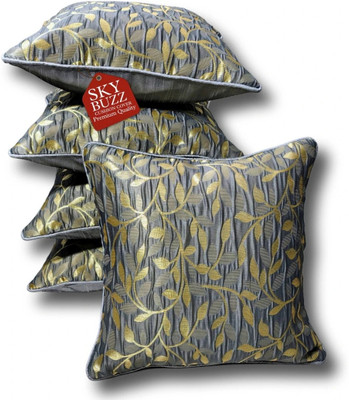 Yks Buzz Silk Cushions & Pillows Cover(40 cm*40 cm, Pack of 5, Grey)
