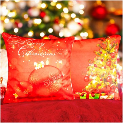 Vendola Velvet Cushions Cover(Pack of 2, 45.72 cm*45.72 cm, Red)