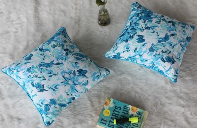 Dekor World Cotton Cushions & Pillows Cover(Pack of 2, 40 cm*40 cm, Blue)