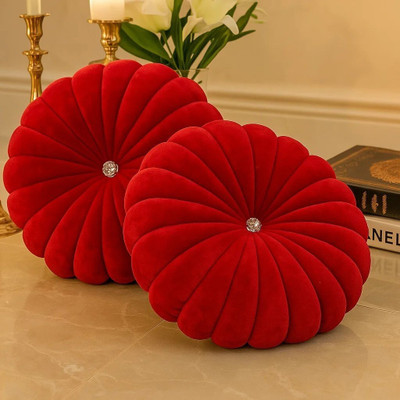Drape Lane Microfiber Cushions Cover(12 cm*12 cm, Pack of 2, Red)