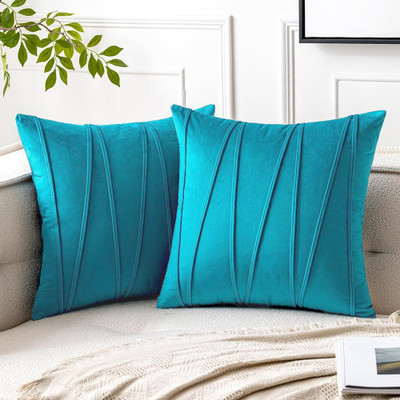 Bluegrass Velvet Cushions Cover(40 cm*40 cm, Pack of 2, Blue)