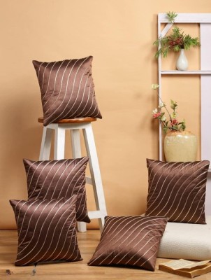 Cherry Homes Striped Cushions Cover(Pack of 5, 40 cm*40 cm, Brown)