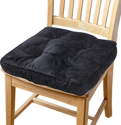 Slatters Be Royal Store Microfibre Solid Chair Pad Pack of 1(Black)