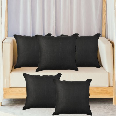 Faburaa Plain Cushions Cover(Pack of 5, 50 cm*50 cm, Black)