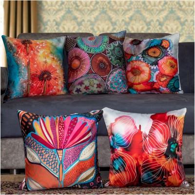Vendola Printed Cushions Cover(Pack of 5, 50.8 cm*50.8 cm, Multicolor, Red)