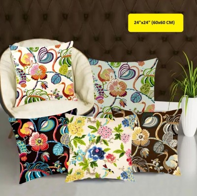 EXOTICE Floral Cushions Cover(Pack of 5, 60 cm*60 cm, Black, Yellow)