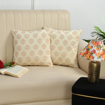YW Yahwey Velvet Cushions Cover(40 cm*40 cm, Pack of 2, Beige)