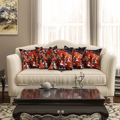 SEJ BY NISHA GUPTA Cotton Cushions Cover(Pack of 5, 40.64 cm*40.64 cm, Brown)