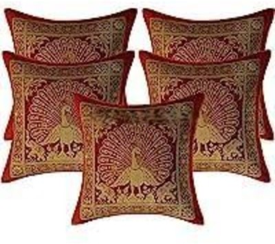 Hawamahal Motifs Cushions & Pillows Cover(Pack of 2, 40 cm*40 cm, Red)