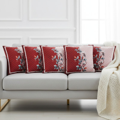 VICTORY WEAVES Polycotton Cushions Cover(40 cm*40 cm, Pack of 5, Maroon)