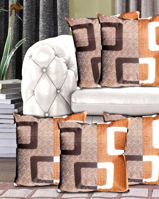 RELOOK INDUSTRIES Geometric Cushions Cover(Pack of 5, 41 cm*41 cm, Brown)